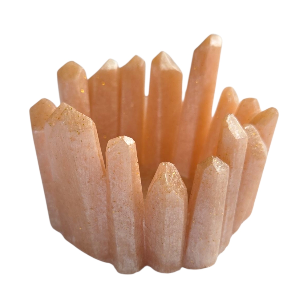 Peach Crystal for tea candle or incense holder